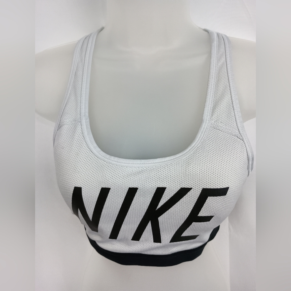 Nike‎ Dri Fit M Women's White Black Sports Running Athletic Bra (#69)
